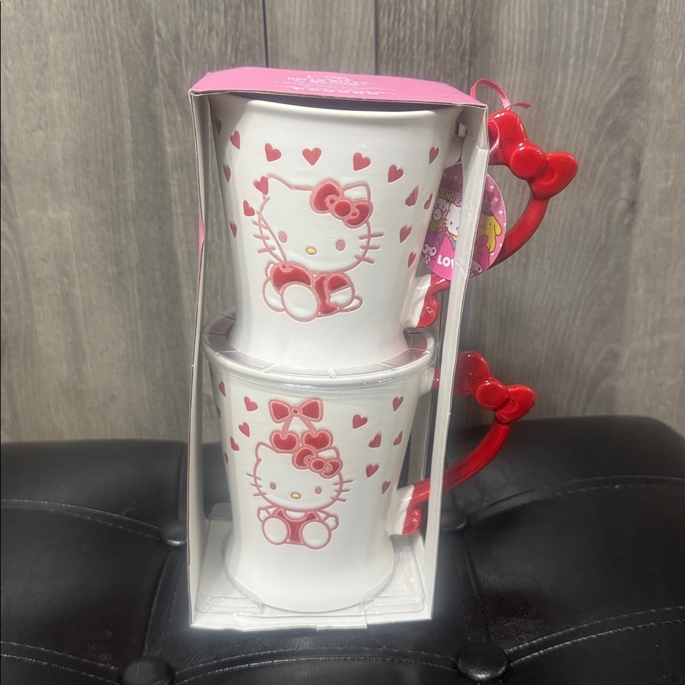 New Blue Sky Clayworks Hello Kitty Textured Hearts & Cherries Coffee Mugs Mug